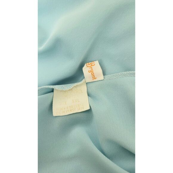Vintage 50s/60s Lane Bryant Blue Metallic Gold Trim Snap Front Peignoir Robe XXL - Picture 9 of 9